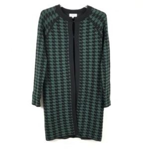 Carmen Marc Valvo Green Black Houndstooth Duster